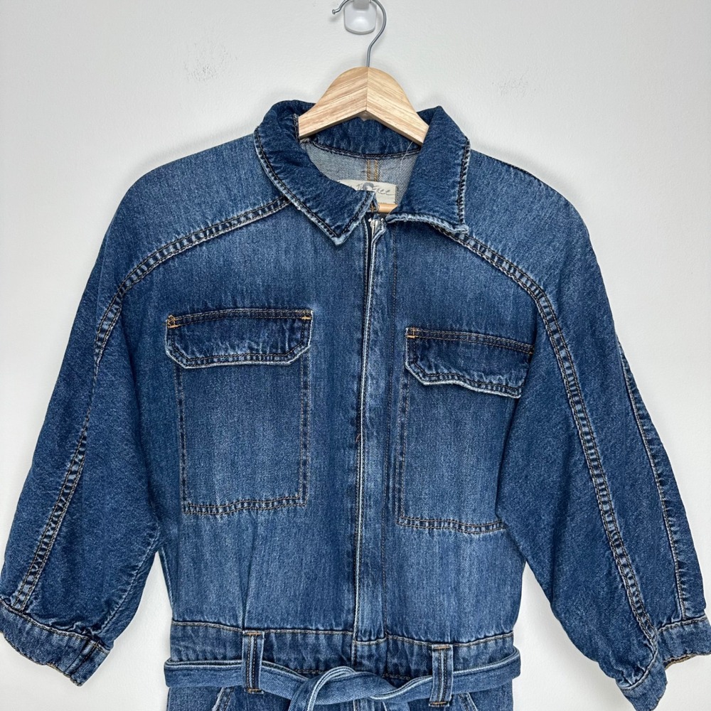 We The Free Sammie Belted Denim Coverall Jumpsuit S - Picture 5 of 11
